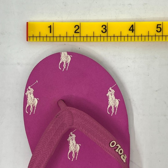 Polo Ralph Lauren Unisex Junior Flip Flop Pink/Ivory Pony Logo US Size 5 VTG NEW - Picture 13 of 14